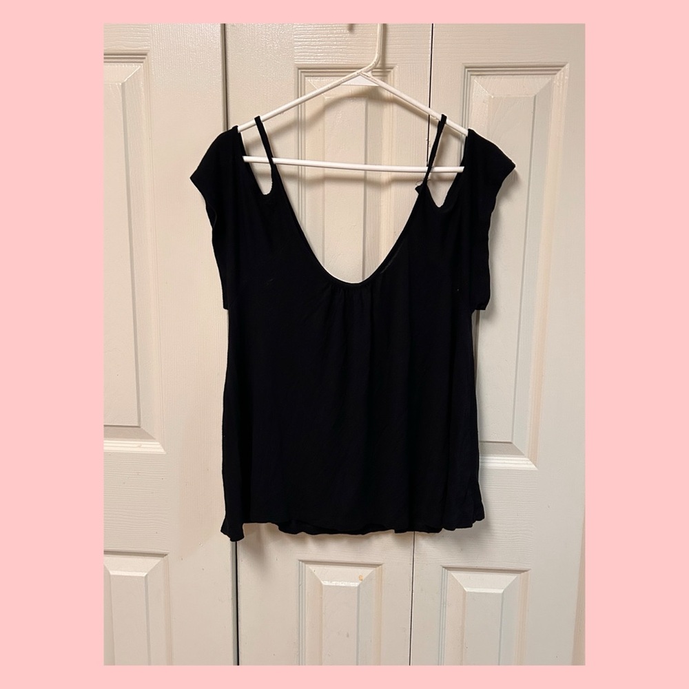 Ultra Flirt Black Cutout Sleeve Top